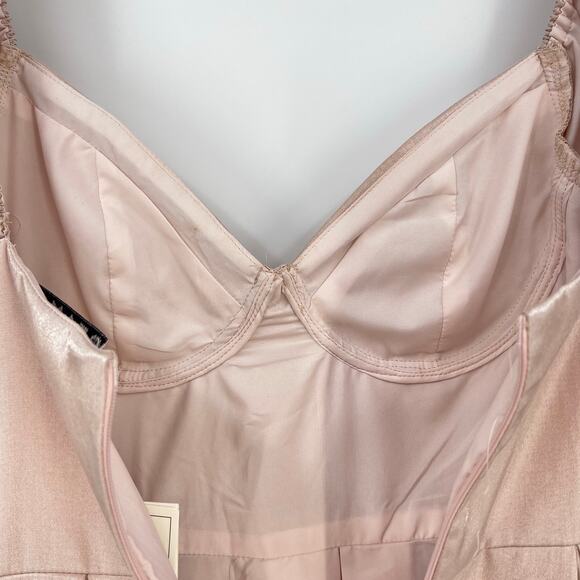 Sister Jane | NWT Bow Maxi Dress in Rose Quartz Puff Sleeve Satin Twill XS - Picture 13 of 16